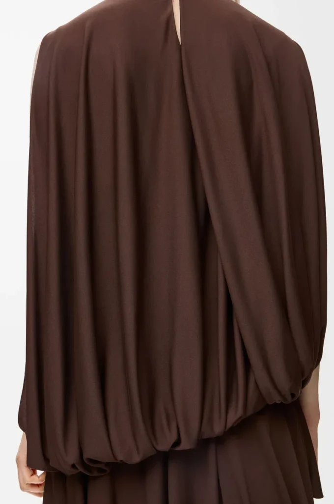 Top drapé en viscose couleur café