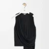 Top drapé en viscose noir