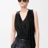 Top drapé en viscose noir