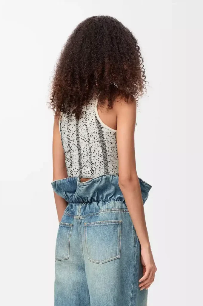 Top en laine Blanc/Noir