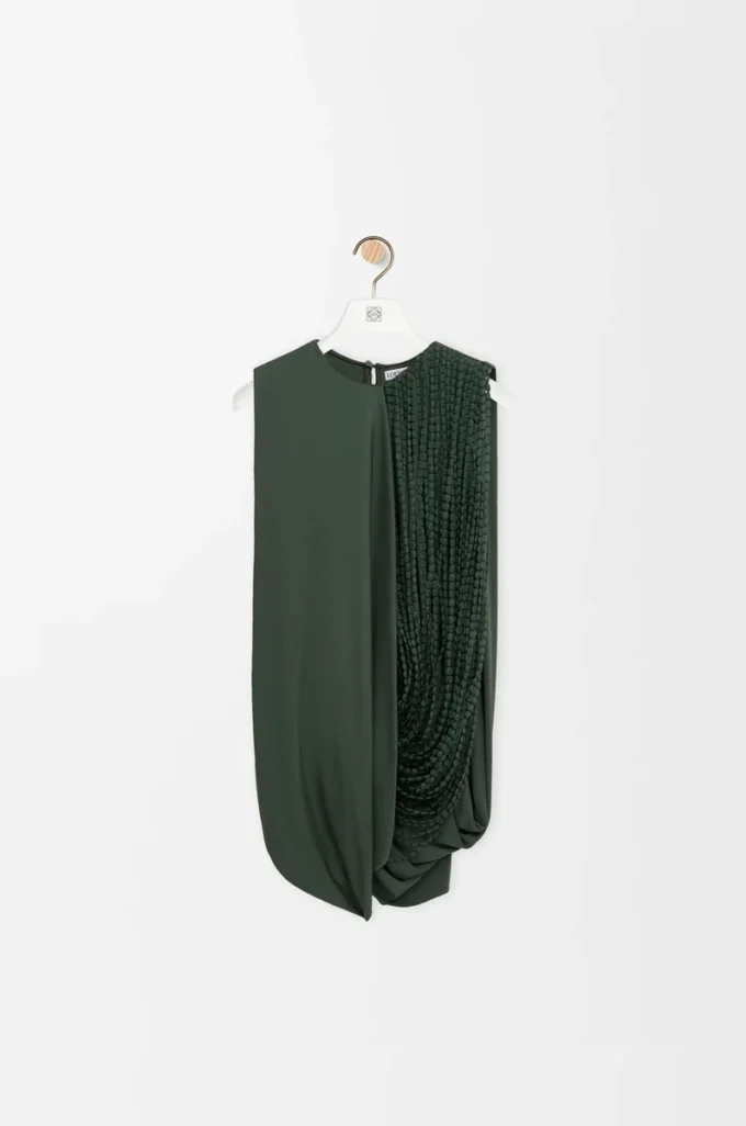 Top orné en viscose vert kaki Top orné en viscose vert kaki