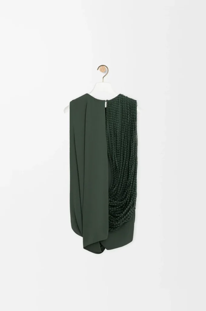 Top orné en viscose vert kaki Top orné en viscose vert kaki