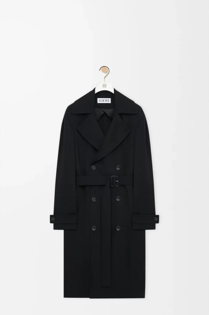 Trench-coat en viscose stretch Noir