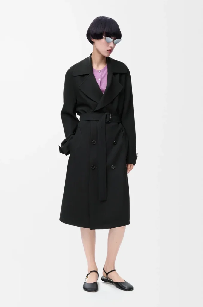 Trench-coat en viscose stretch Noir