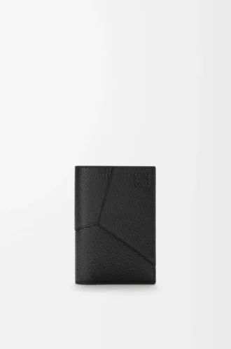 Étui passeport Puzzle en cuir de veau grainé souple Noir