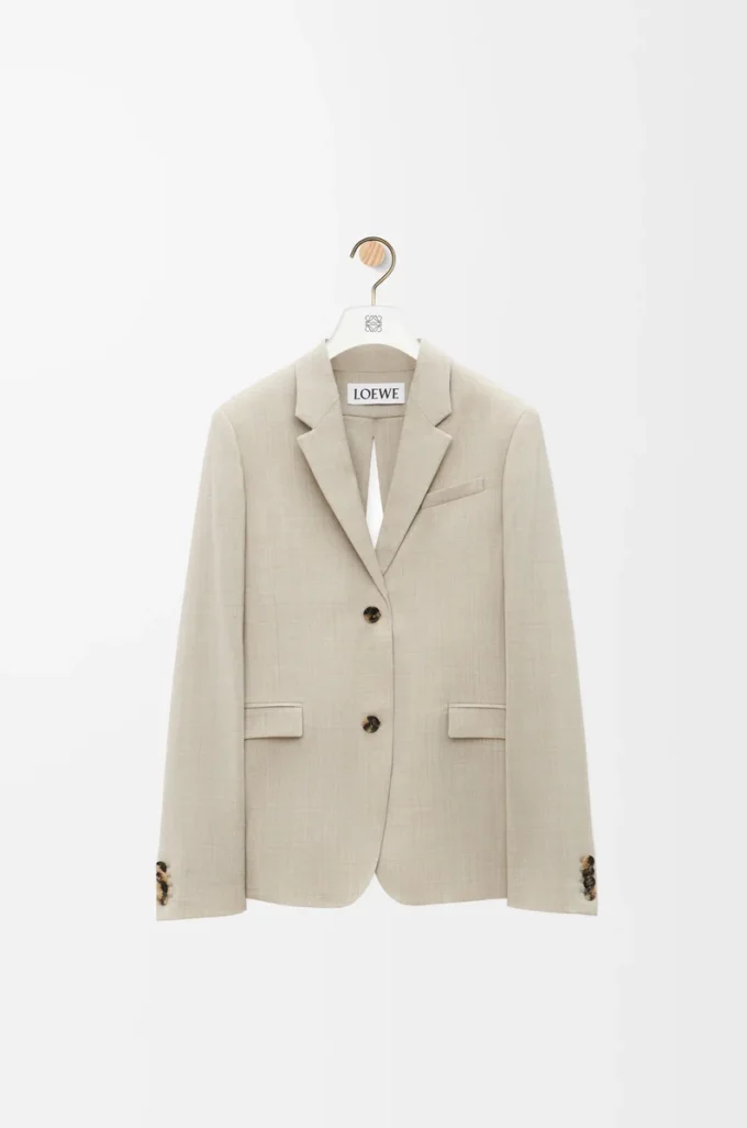 Veste ajustée en laine beige clair mélangé