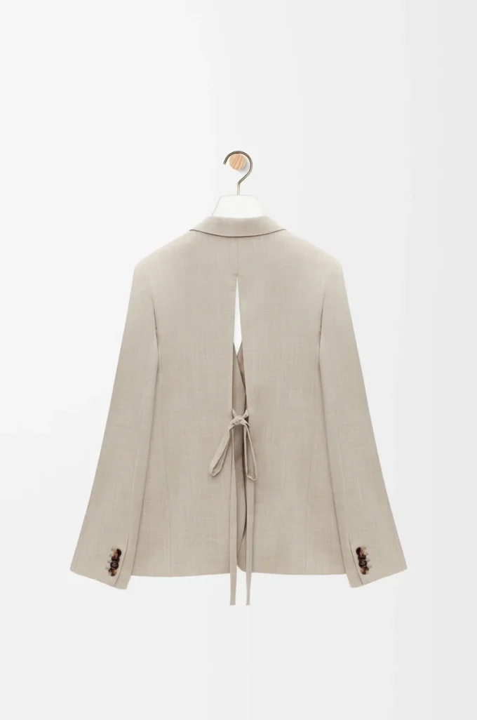 Veste ajustée en laine beige clair mélangé