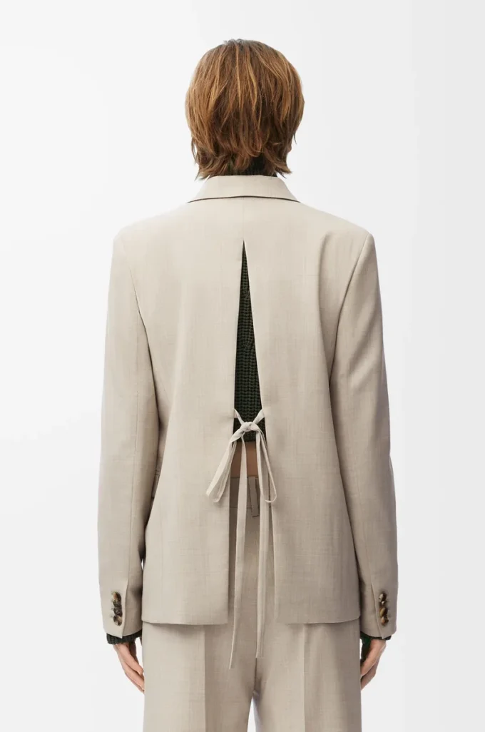 Veste ajustée en laine beige clair mélangé