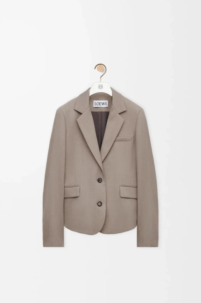 Veste ajustée en laine Beige Melange