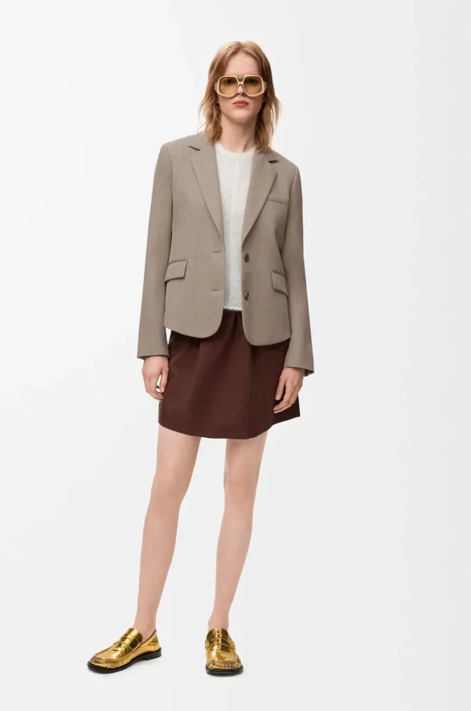 Veste ajustée en laine Beige Melange