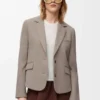 Veste ajustée en laine Beige Melange