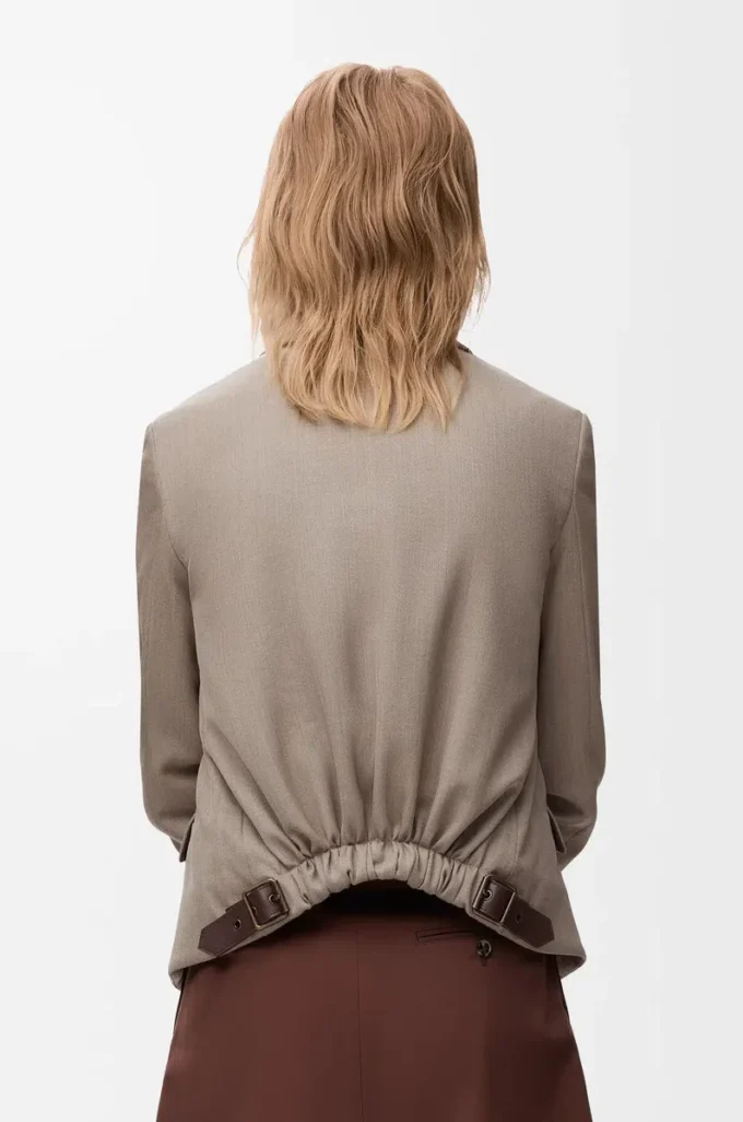 Veste ajustée en laine Beige Melange