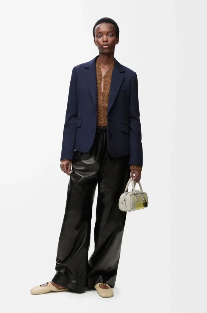 Veste ajustée en laine bleu marine