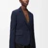 Veste ajustée en laine bleu marine