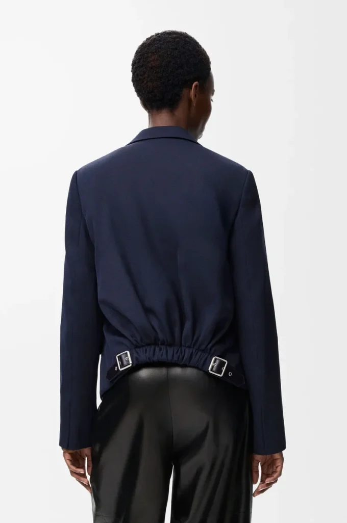 Veste ajustée en laine bleu marine