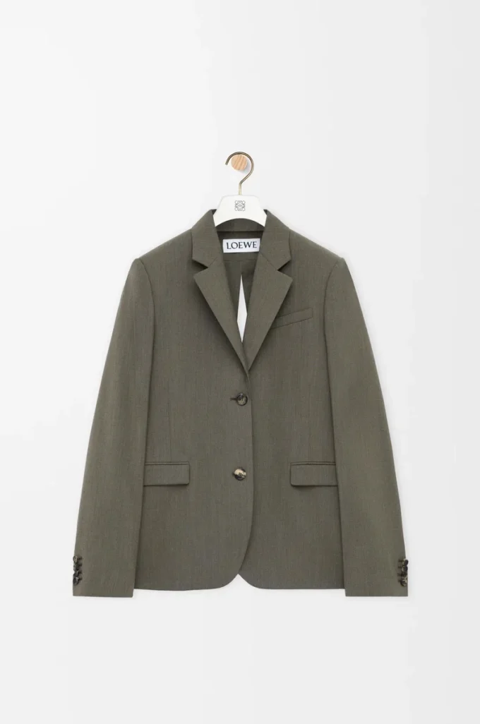 Veste ajustée en laine vert kaki