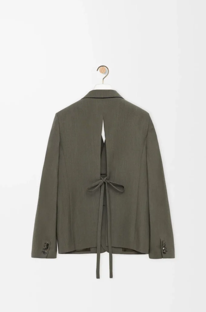 Veste ajustée en laine vert kaki