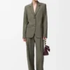 Veste ajustée en laine vert kaki