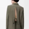 Veste ajustée en laine vert kaki