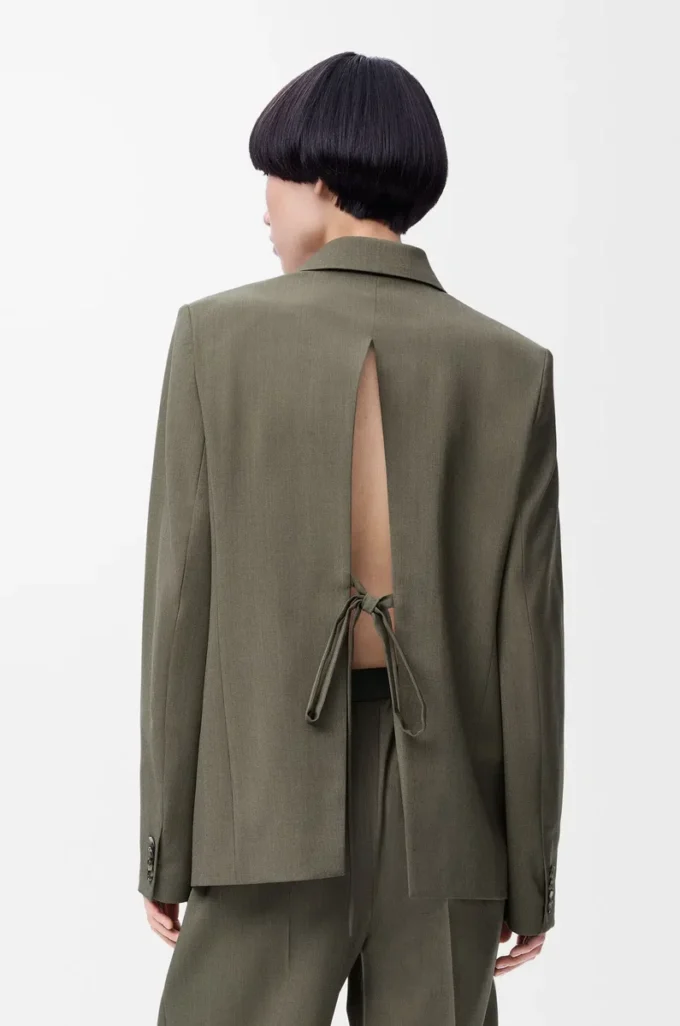 Veste ajustée en laine vert kaki