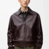 Veste aviateur en cuir de cerf couleur oxblood Veste aviateur en cuir de cerf couleur oxblood