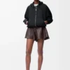 Veste ballon en mélange de cupro Noir
