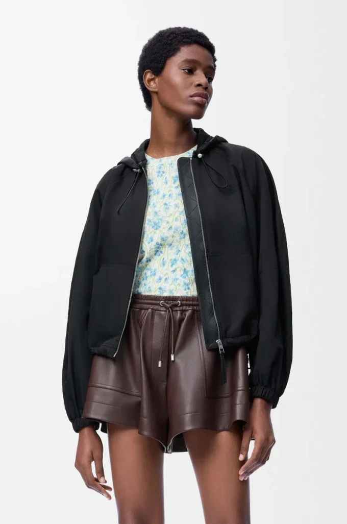 Veste ballon en mélange de cupro Noir