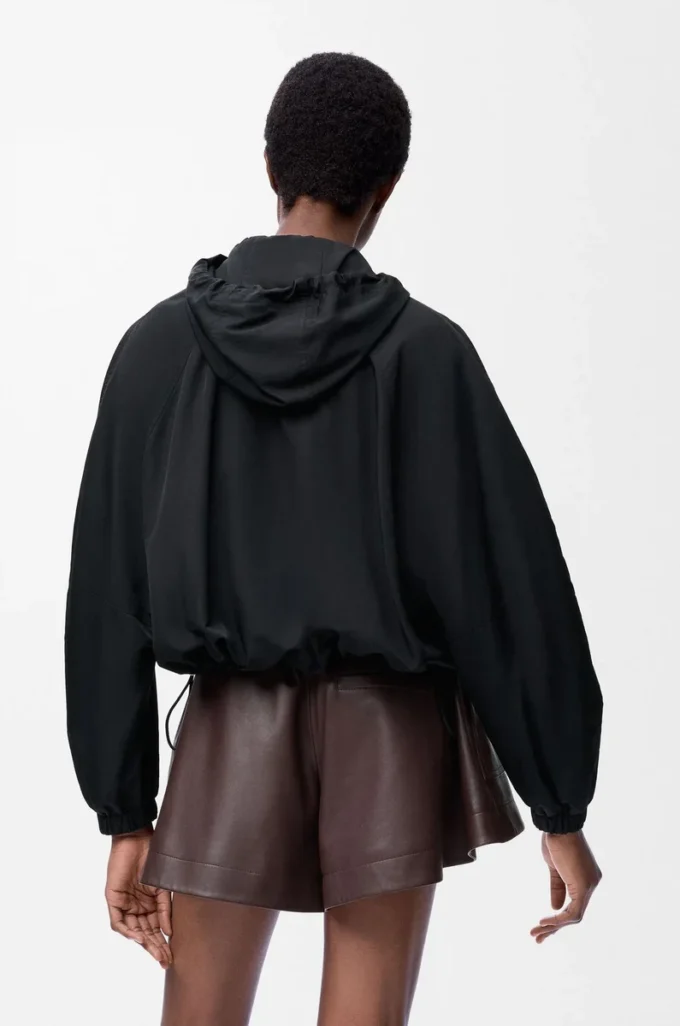 Veste ballon en mélange de cupro Noir