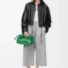 Veste bouffante en cuir d&rsquo;agneau nappa Noir