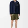 Veste à capuche en coton bleu marine/beige Veste à capuche en coton bleu marine/beige