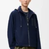 Veste à capuche en coton bleu marine/beige Veste à capuche en coton bleu marine/beige