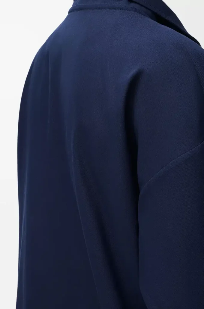 Veste à capuche en coton bleu marine/beige Veste à capuche en coton bleu marine/beige