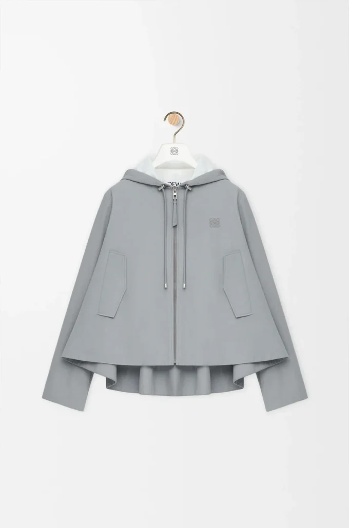 Veste à capuche en coton gris clair
