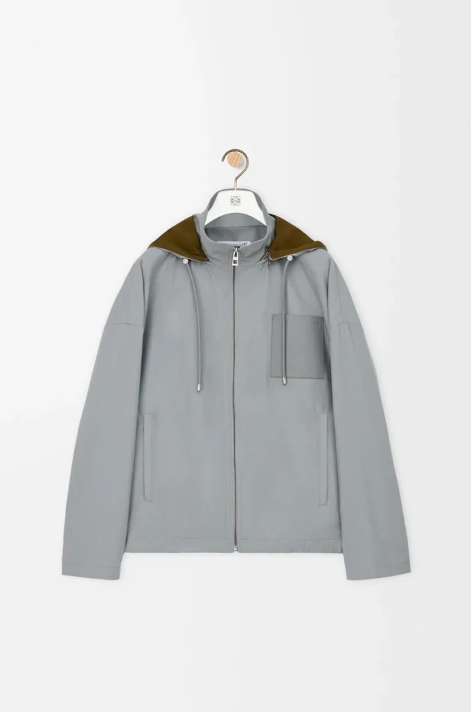 Veste à capuche en coton gris clair