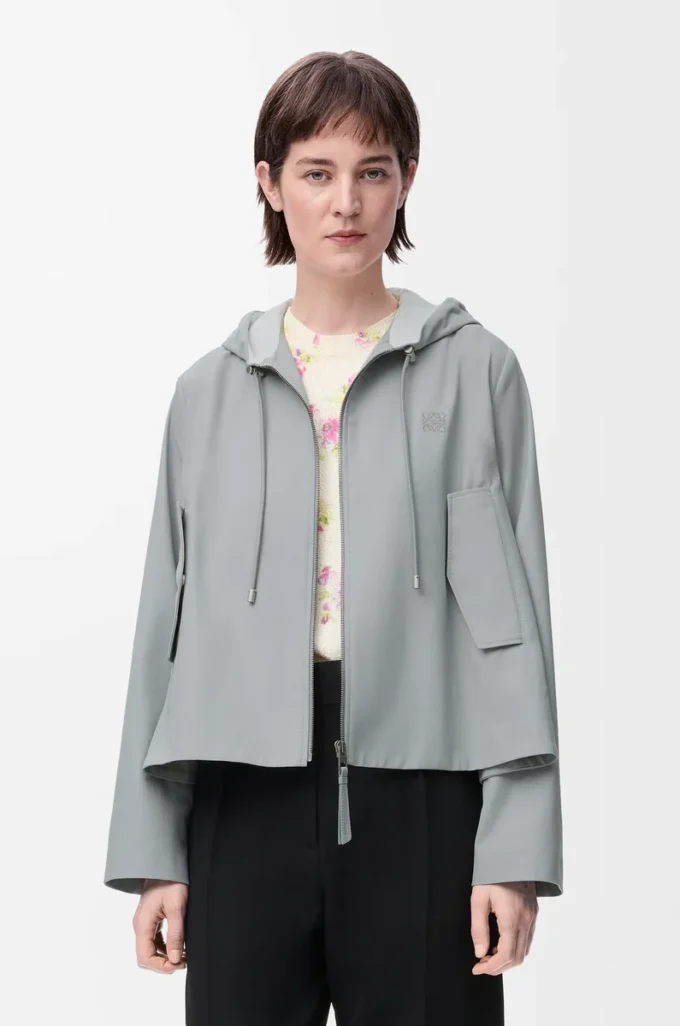 Veste à capuche en coton gris clair