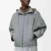 Veste à capuche en coton gris clair