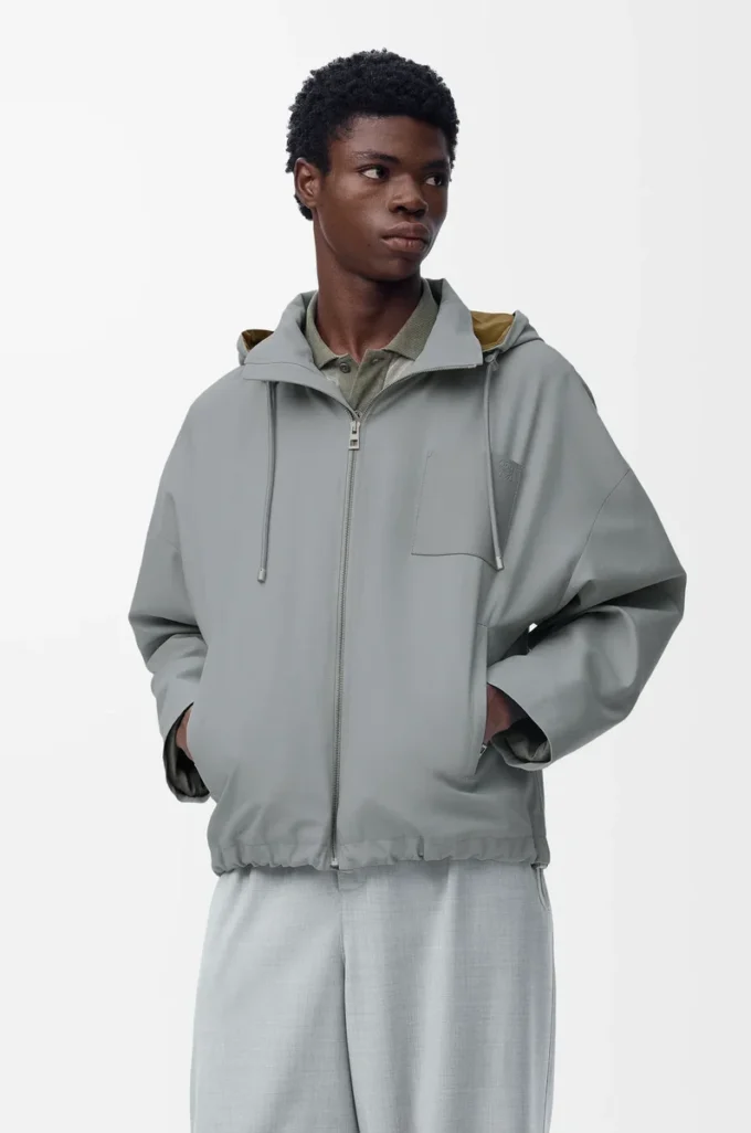 Veste à capuche en coton gris clair