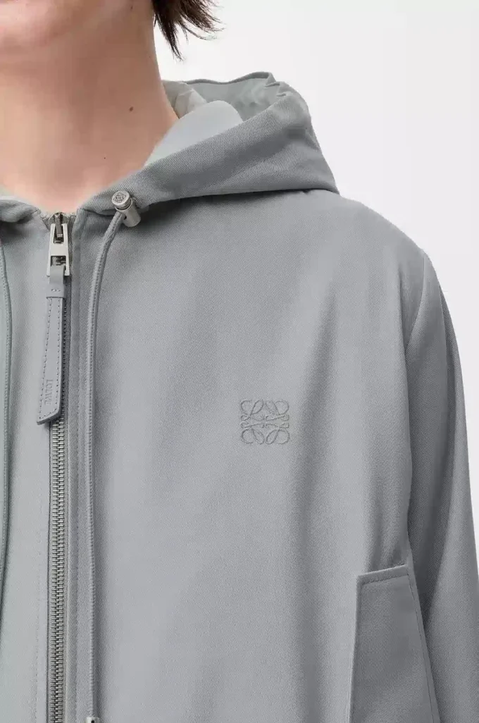 Veste à capuche en coton gris clair