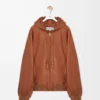 Veste à capuche en cuir d’agneau nappa Tan Veste à capuche en cuir d’agneau nappa Tan