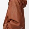 Veste à capuche en cuir d’agneau nappa Tan Veste à capuche en cuir d’agneau nappa Tan