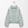 Veste à capuche en laine et coton blanc/bleu