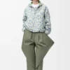 Veste à capuche en laine et coton blanc/bleu