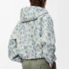 Veste à capuche en laine et coton blanc/bleu