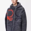 Veste à capuche en laine mélangée bleu marine/orange Veste à capuche en laine mélangée bleu marine/orange