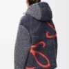 Veste à capuche en laine mélangée bleu marine/orange Veste à capuche en laine mélangée bleu marine/orange