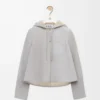 Veste à capuche en peau lainée gris clair chiné