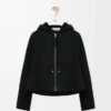 Veste à capuche en peau lainée noire