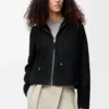 Veste à capuche en peau lainée noire