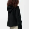 Veste à capuche en peau lainée noire