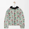 Veste à capuche en polyester et soie Vert/Rouge